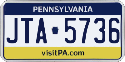 PA license plate JTA5736