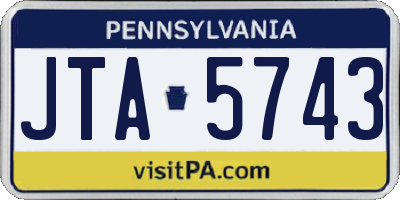 PA license plate JTA5743