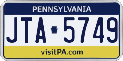 PA license plate JTA5749