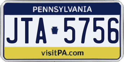 PA license plate JTA5756