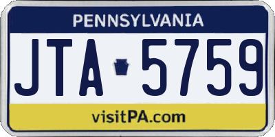 PA license plate JTA5759