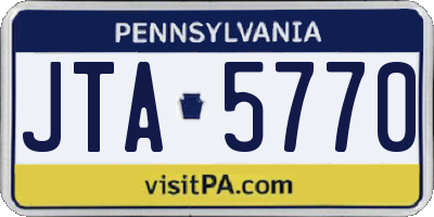 PA license plate JTA5770