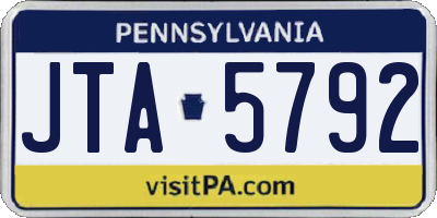 PA license plate JTA5792