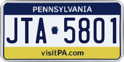 PA license plate JTA5801