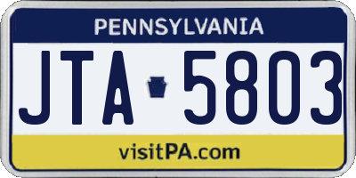 PA license plate JTA5803