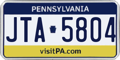 PA license plate JTA5804