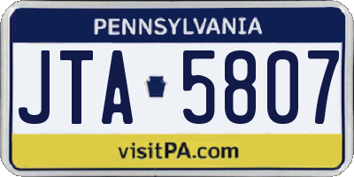 PA license plate JTA5807