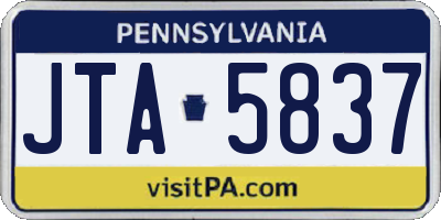 PA license plate JTA5837