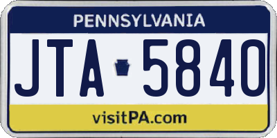 PA license plate JTA5840