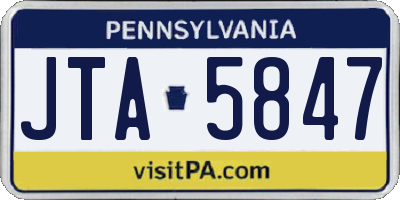 PA license plate JTA5847