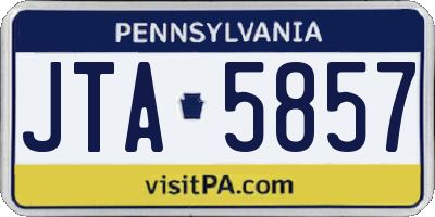 PA license plate JTA5857