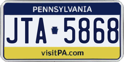 PA license plate JTA5868