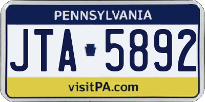 PA license plate JTA5892