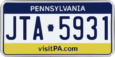 PA license plate JTA5931