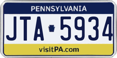 PA license plate JTA5934