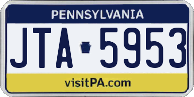 PA license plate JTA5953