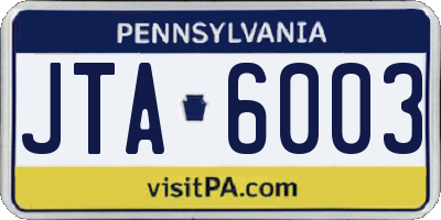PA license plate JTA6003