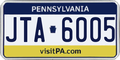 PA license plate JTA6005