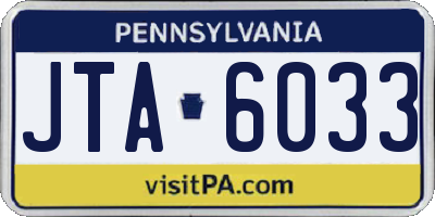 PA license plate JTA6033