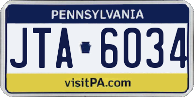 PA license plate JTA6034