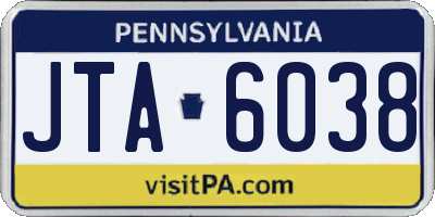 PA license plate JTA6038