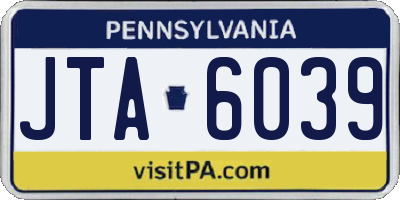 PA license plate JTA6039