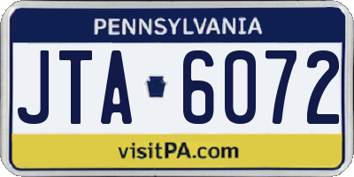 PA license plate JTA6072