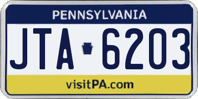 PA license plate JTA6203