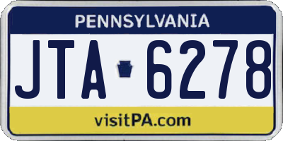 PA license plate JTA6278