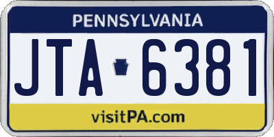 PA license plate JTA6381