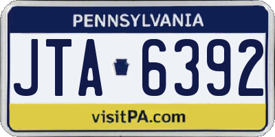 PA license plate JTA6392