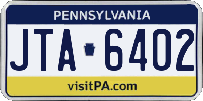 PA license plate JTA6402