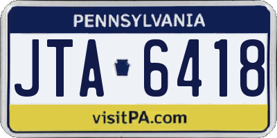 PA license plate JTA6418