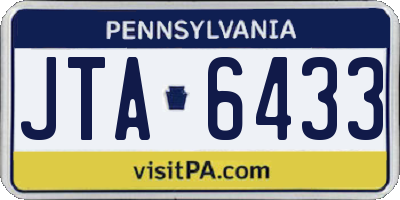 PA license plate JTA6433