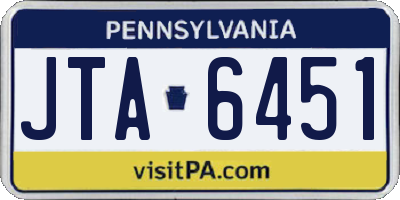 PA license plate JTA6451