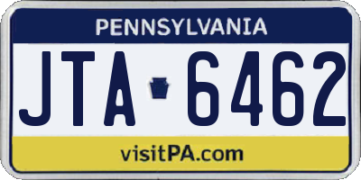 PA license plate JTA6462