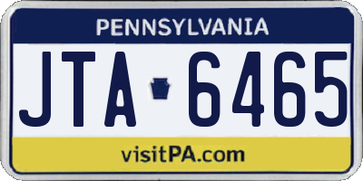 PA license plate JTA6465