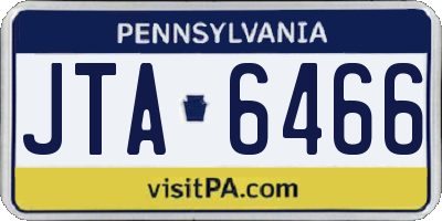 PA license plate JTA6466