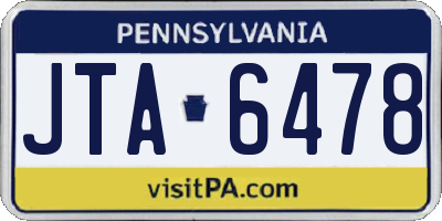 PA license plate JTA6478