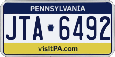 PA license plate JTA6492