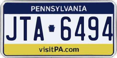 PA license plate JTA6494
