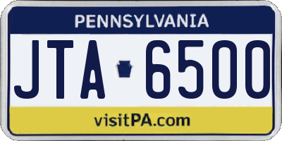 PA license plate JTA6500