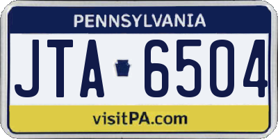 PA license plate JTA6504