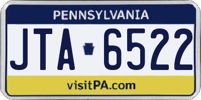 PA license plate JTA6522