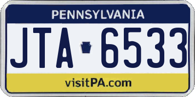 PA license plate JTA6533