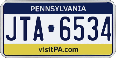 PA license plate JTA6534