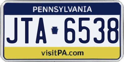 PA license plate JTA6538