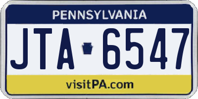 PA license plate JTA6547