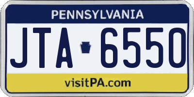 PA license plate JTA6550