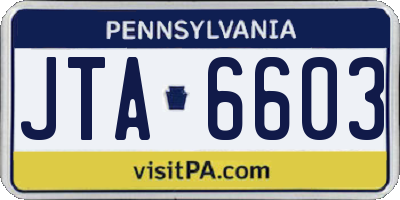 PA license plate JTA6603